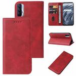 For Realme V15 Magnetic Closure Leather Phone Case(Red)