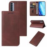 For OPPO Reno4 Pro Magnetic Closure Leather Phone Case(Brown)