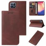 For OPPO Reno4 SE Magnetic Closure Leather Phone Case(Brown)