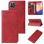 For OPPO Reno4 SE Magnetic Closure Leather Phone Case(Red)