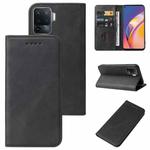 For OPPO Reno5 F Magnetic Closure Leather Phone Case(Black)