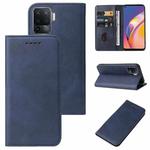 For OPPO Reno5 F Magnetic Closure Leather Phone Case(Blue)