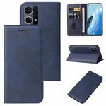 For OPPO Reno7 4G Magnetic Closure Leather Phone Case(Blue)