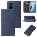 For OPPO Reno8 Lite Magnetic Closure Leather Phone Case(Blue)