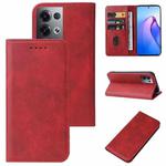 For OPPO Reno8 Pro Magnetic Closure Leather Phone Case(Red)