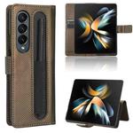 For Samsung Galaxy Z Fold4 5G Diamond Texture Leather Phone Case(Brown)