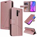 For Xiaomi Redmi 9 GQUTROBE Right Angle Leather Phone Case(Rose Gold)