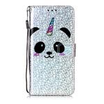 For Huawei P40 Lite Glitter Pattern Horizontal Flip Leather Case with Holder & Card slot & Wallet & Lanyard(Panda)