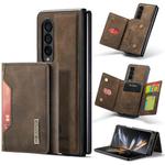 For Samsung Galaxy Z Fold4 DG.MING M2 Series 3-Fold Multi Card Bag Phone Case(Coffee)