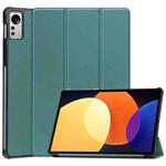 For Xiaomi Pad 5 / 5 Pro Solid Color Custer Texture Leather Tablet Case(Dark Green)