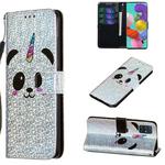 For Galaxy A51 Glitter Pattern Leather Case With Left And Right With Bracket & Card slot & Wallet & Lanyard(Panda)