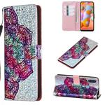 For Galaxy M11 Glitter Pattern Leather Case With Left And Right With Bracket & Card slot & Wallet & Lanyard(Datura Flower)