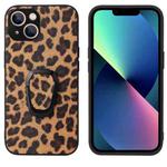 For iPhone 13 mini Leather Back Phone Case with Holder (Leopard Print)