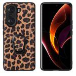 For Honor 60 Leather Back Phone Case with Holder(Leopard Print)