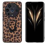 For Honor Magic4 Ultimate Leather Back Phone Case with Holder(Leopard Print)