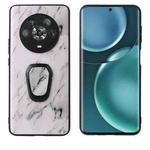 For Honor Magic4 Leather Back Phone Case with Holder(Marble)