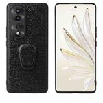 For Honor 70 Pro Leather Back Phone Case with Holder(Black Sequins)