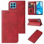 For OPPO F17 Pro Magnetic Closure Leather Phone Case(Red)