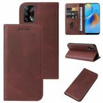 For OPPO F19 Magnetic Closure Leather Phone Case(Brown)