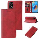 For OPPO F19 Magnetic Closure Leather Phone Case(Red)