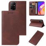 For OPPO F19 Pro+ 5G Magnetic Closure Leather Phone Case(Brown)