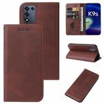 For OPPO K9s Magnetic Closure Leather Phone Case(Brown)