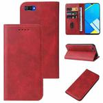 For Realme C2 Magnetic Closure Leather Phone Case(Red)