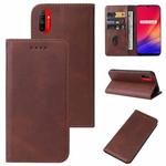 For Realme C3 Magnetic Closure Leather Phone Case(Brown)