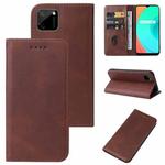 For Realme C21 Magnetic Closure Leather Phone Case(Brown)