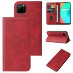 For Realme C21 Magnetic Closure Leather Phone Case(Red)