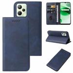 For Realme C35 Magnetic Closure Leather Phone Case(Blue)