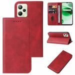 For Realme C35 Magnetic Closure Leather Phone Case(Red)