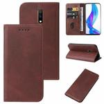 For Realme X Magnetic Closure Leather Phone Case(Brown)