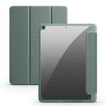 For iPad 10.2 2021/2020/2019 Acrylic 3-folding Smart Leather Tablet Case(Dark Green)
