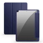 For iPad 10.2 2021/2020/2019 Acrylic 3-folding Smart Leather Tablet Case(Dark Blue)