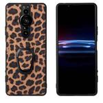 For Sony Xperia Pro-I Leather Back Phone Case with Holder(Leopard Print)