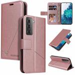For Samsung Galaxy S21 5G GQUTROBE Right Angle Leather Phone Case(Rose Gold)