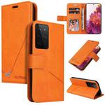 For Samsung Galaxy S21 Ultra 5G GQUTROBE Right Angle Leather Phone Case(Orange)
