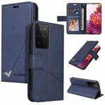 For Samsung Galaxy S21 Ultra 5G GQUTROBE Right Angle Leather Phone Case(Blue)