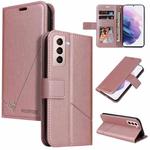 For Samsung Galaxy S22+ 5G GQUTROBE Right Angle Leather Phone Case(Rose Gold)
