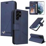 For Samsung Galaxy S22 Ultra 5G GQUTROBE Right Angle Leather Phone Case(Blue)