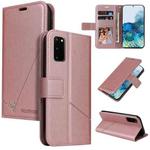 For Samsung Galaxy S20 GQUTROBE Right Angle Leather Phone Case(Rose Gold)