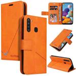 For Samsung Galaxy A21 GQUTROBE Right Angle Leather Phone Case(Orange)