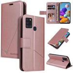 For Samsung Galaxy A21s GQUTROBE Right Angle Leather Phone Case(Rose Gold)