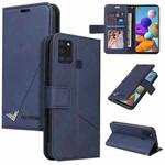 For Samsung Galaxy A21s GQUTROBE Right Angle Leather Phone Case(Blue)