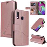 For Samsung Galaxy A20e GQUTROBE Right Angle Leather Phone Case(Rose Gold)