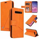 For Samsung Galaxy S10+ GQUTROBE Right Angle Leather Phone Case(Orange)