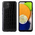 For Samsung Galaxy A03 Leather Back Phone Case(Black Crocodile Texture)