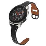 For Samsung Galaxy Watch5 Pro / Watch4 Classic 20mm Reverse Buckle Genuine Leather Watch Band(Black+Black)