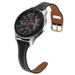 For Samsung Galaxy Watch3 / Huawei Watch GT3 Pro 22mm Reverse Buckle Genuine Leather Watch Band(Black+Rose Gold)